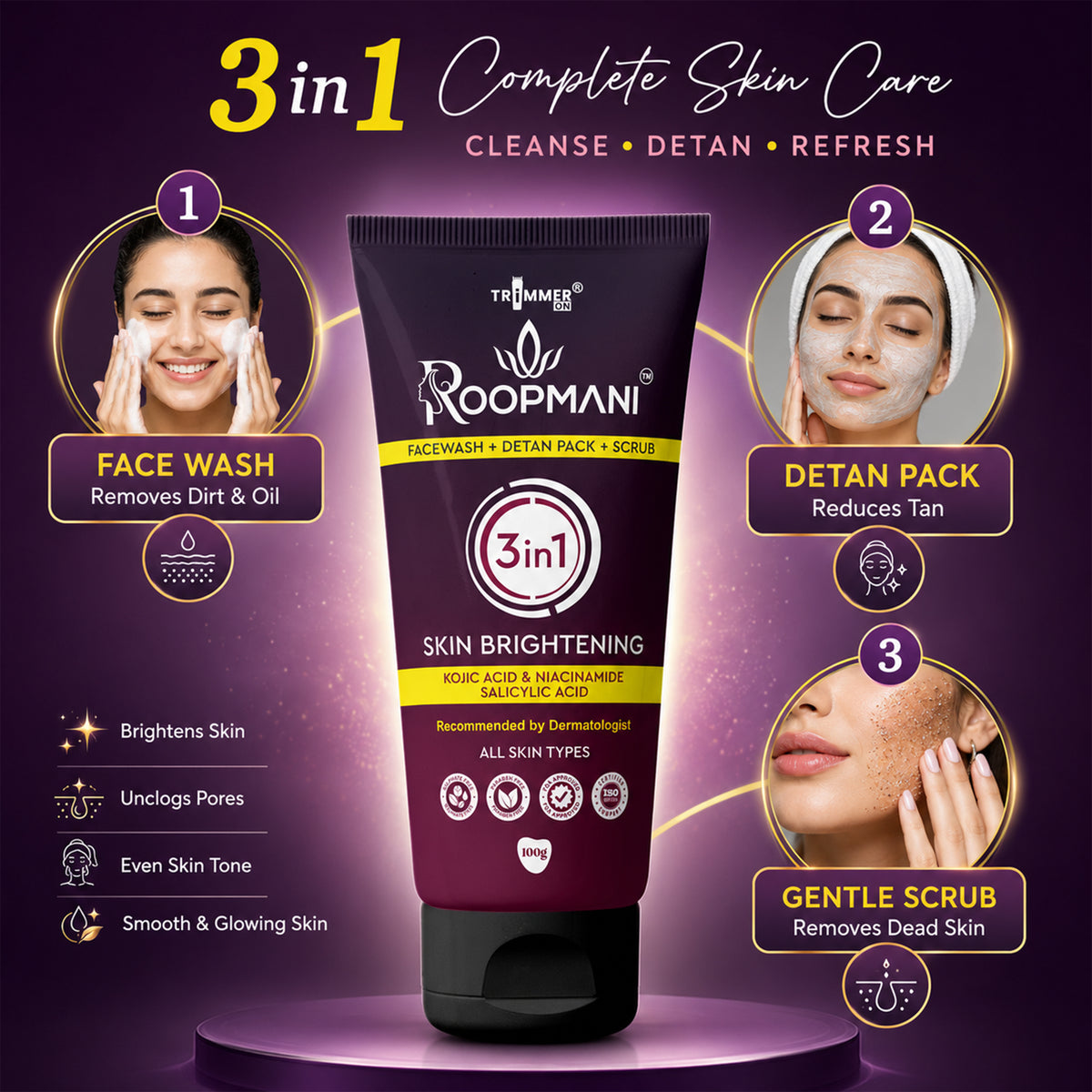Kojic Acid Niacinamide 3 In 1 Face Wash 100 Gram